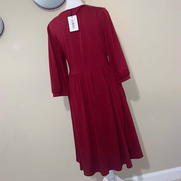 NWT Boutique Yathon V Neck Button Down A Line Casual Dress Pockets - Picture 5 of 13